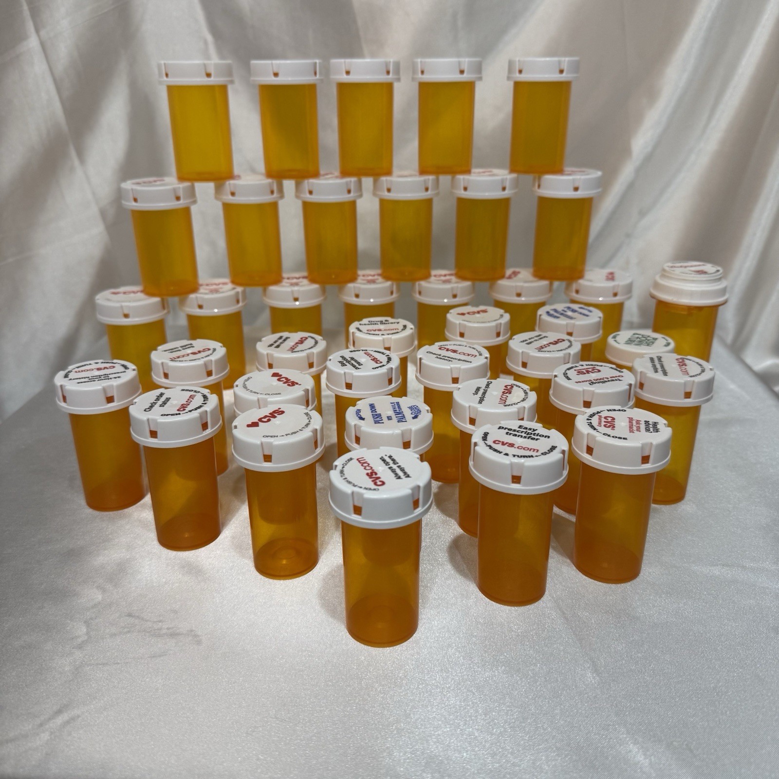 Lot of 39 Empty Used RX Pill Bottles - 3 Sizes / Clean ?Craft Supply