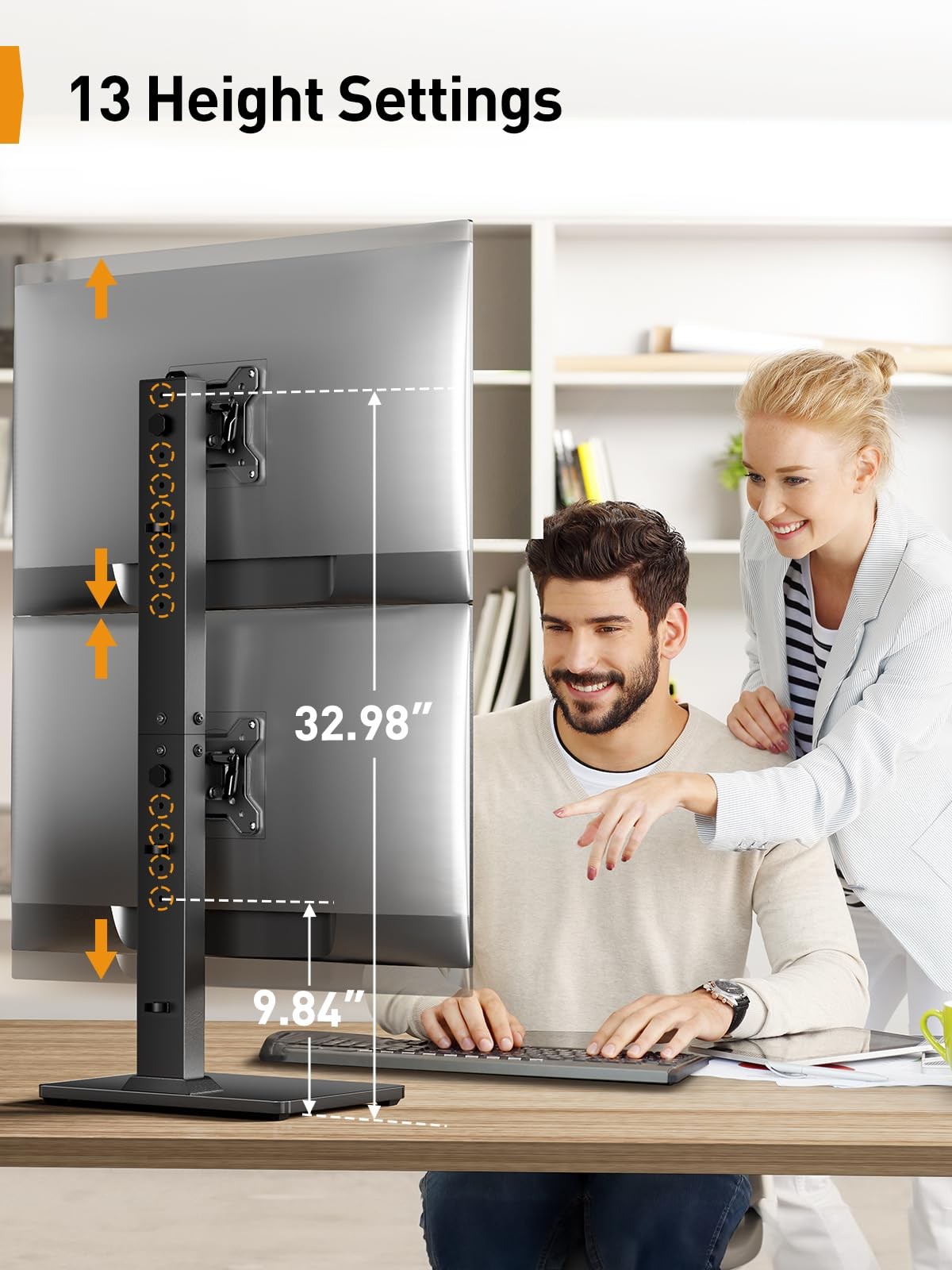 Monitor Stand, Dual Monitor Mount for Two 13-40 inch Screens, Vertical Monito...