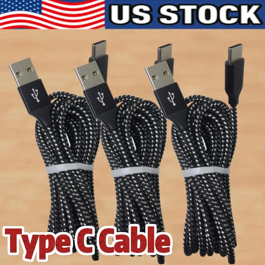 Braided USB C Type-C Fast Charging Data SYNC Charger Cable Cord 3/6/10FT Lot