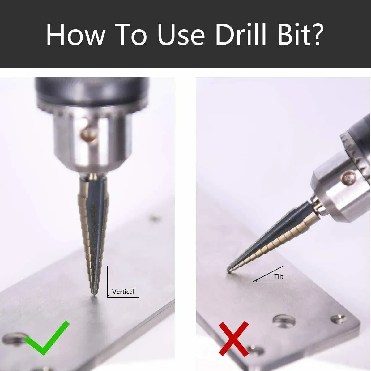 HSS 6PCS Titanium Step Drill Bit Set W Automatic Center Punch High Speed Steel