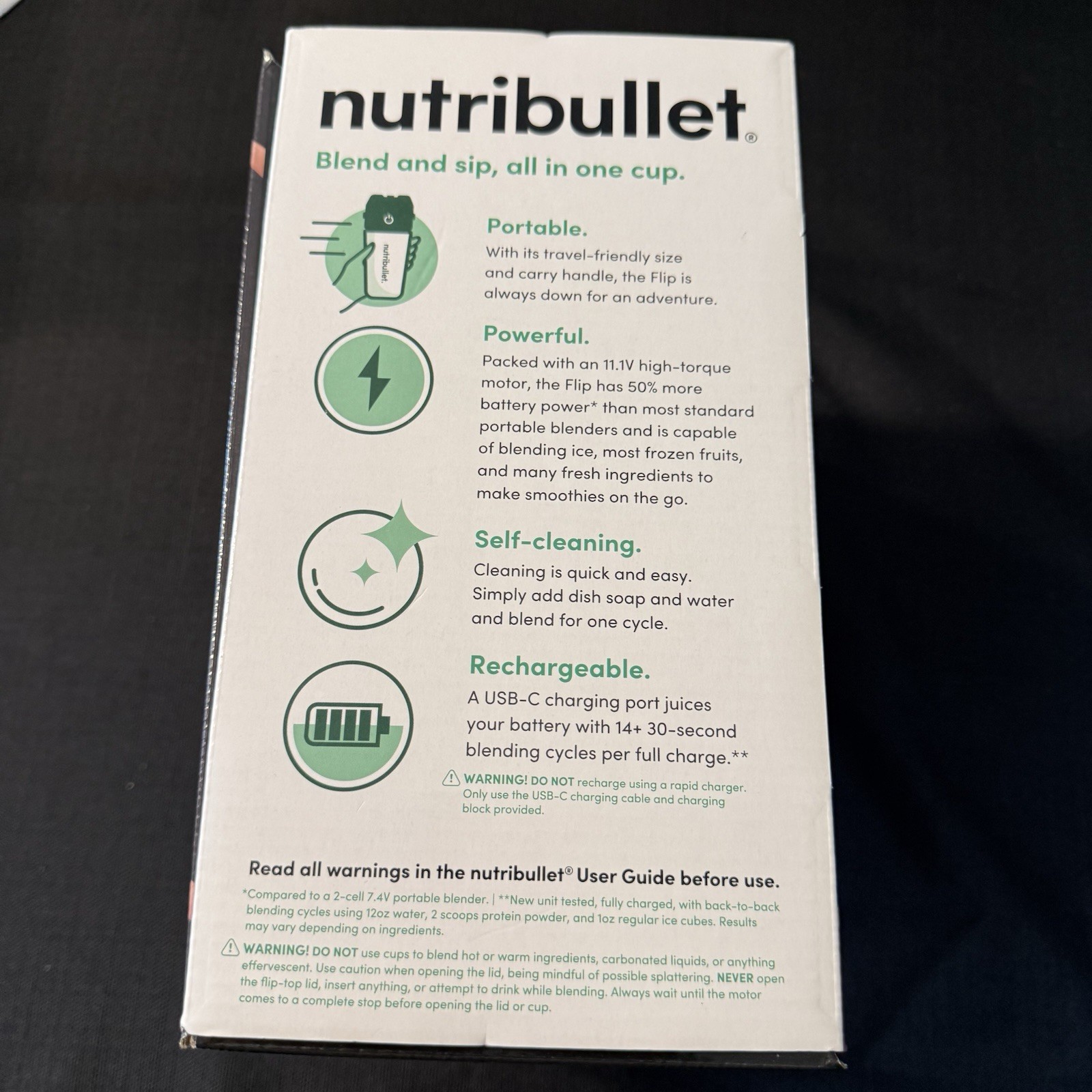 NutriBullet - Flip Insulated Portable Blender - Black
