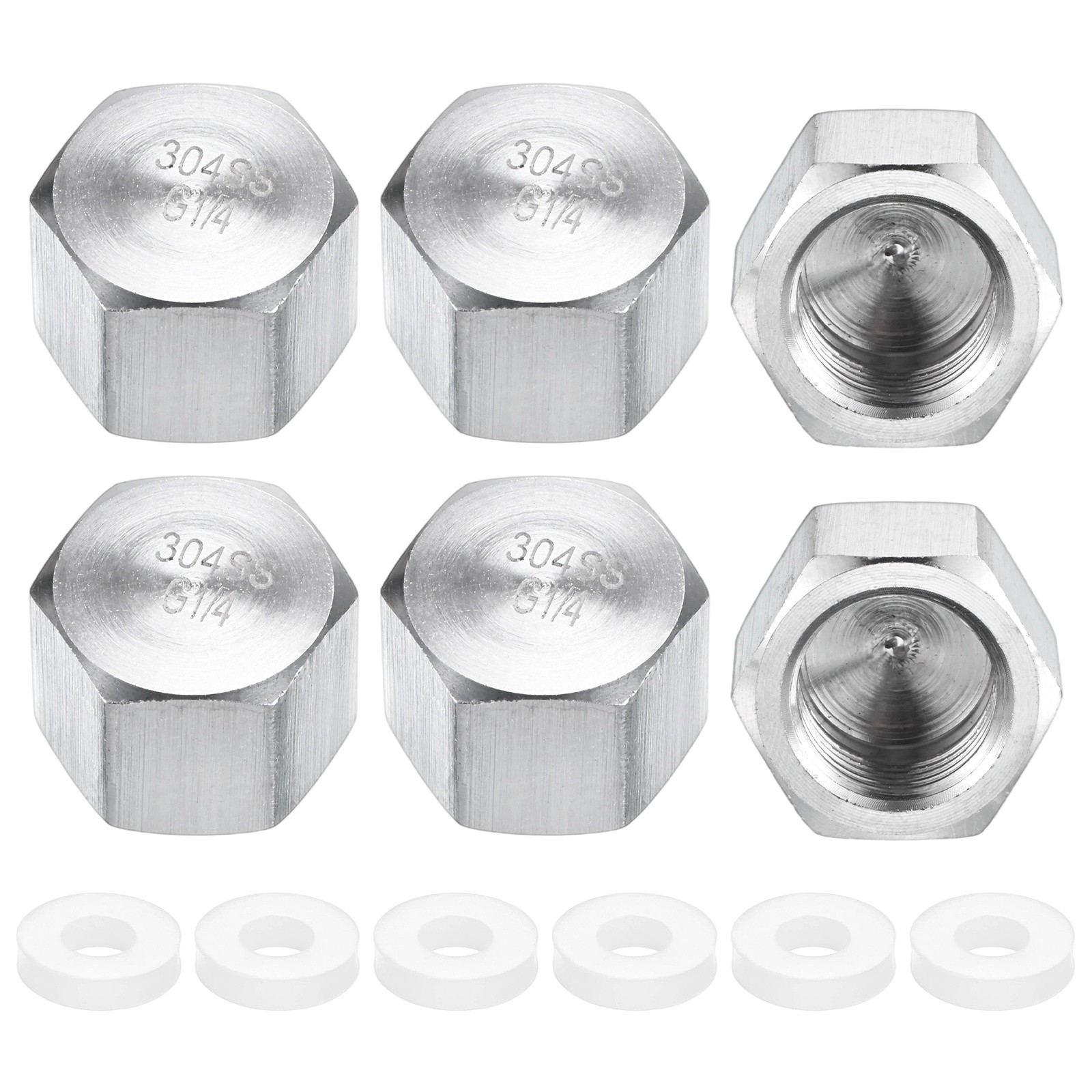6-Pack Hex End Cap, 1/4 Inch g Female Thread Pipe Fitting