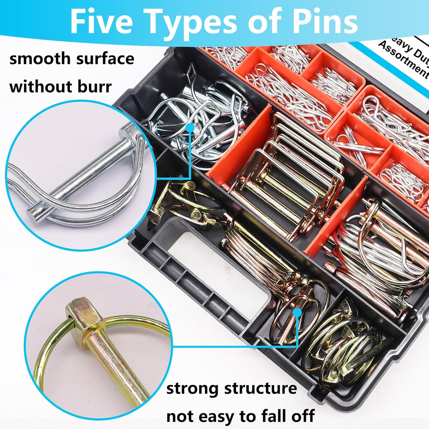202Pcs Hitch Pins Clip Pins Assortment Kit, Heavy Duty Hitch Pins R Clip, Linch