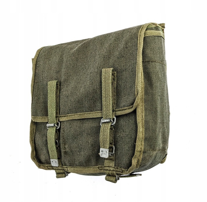 Vintage 80's Genuine Polish Army Canvas Webbing Bread Bag Military Satchel-USED.