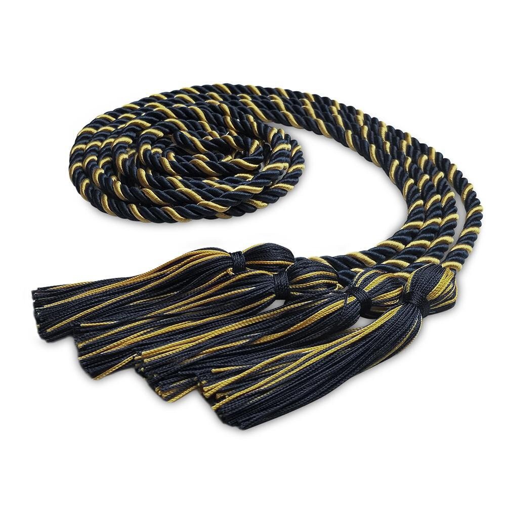 Endea Graduation Double Honor Cord Navy Blue/Antique Gold High School & College