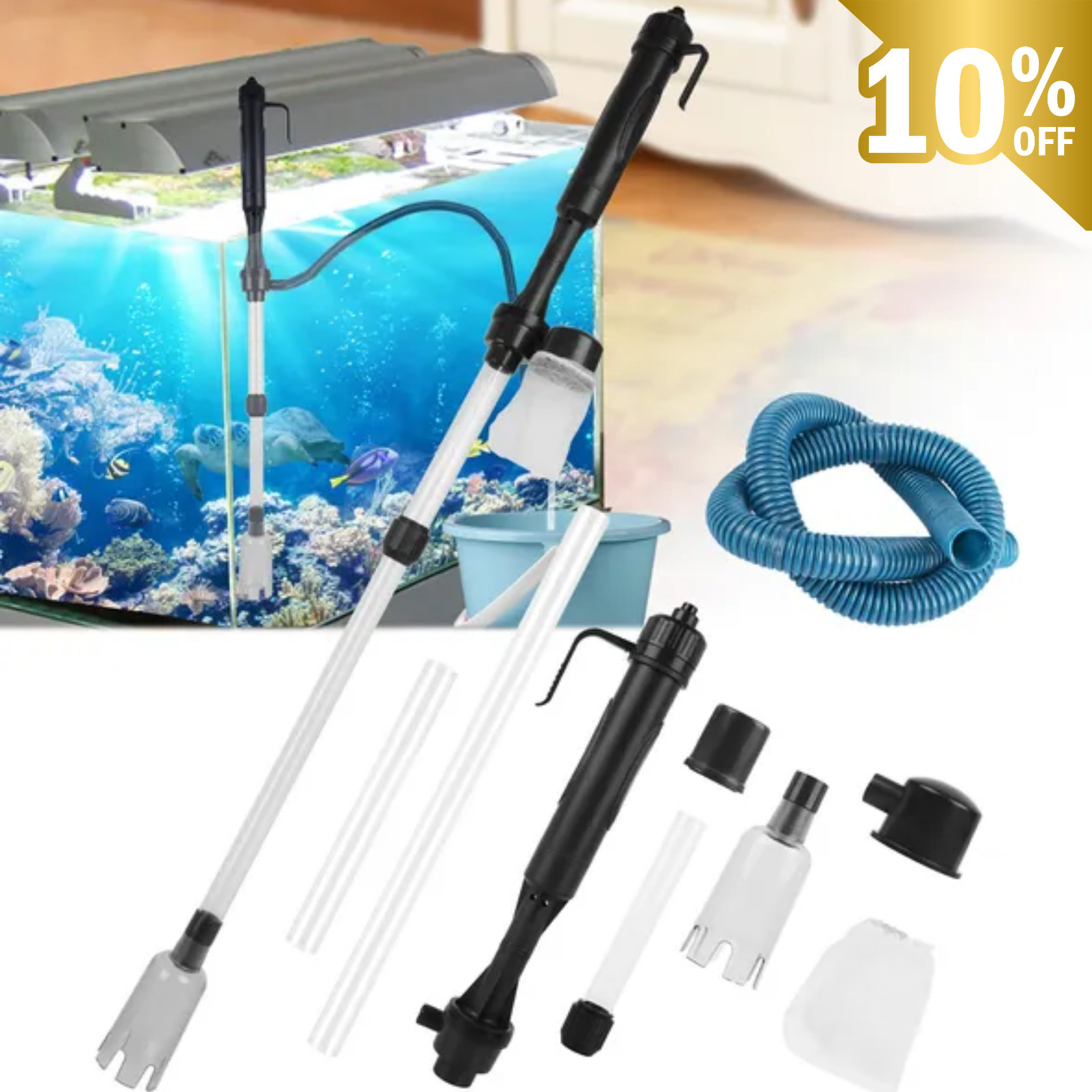 Fish Tank Gravel Cleaner Battery Operated Vacuum Cleaner Water Changer Pump Tool