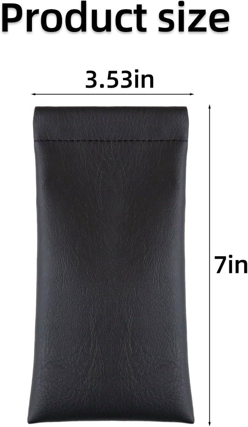 3 Pack Soft Glasses Case Leather Squeeze Top Sunglasses Pouch Portable Squeeze E