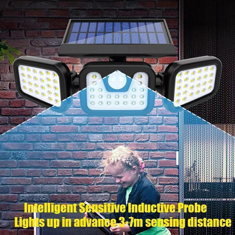 2 Pack LED Motion Sensor Solar Lights Outdoor IP65 Waterproof Security Lamp