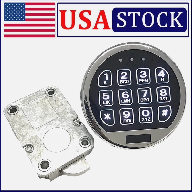 Electronic Safe Lock Replacement Keypad with Solenoid Lock & 2 Override Keys