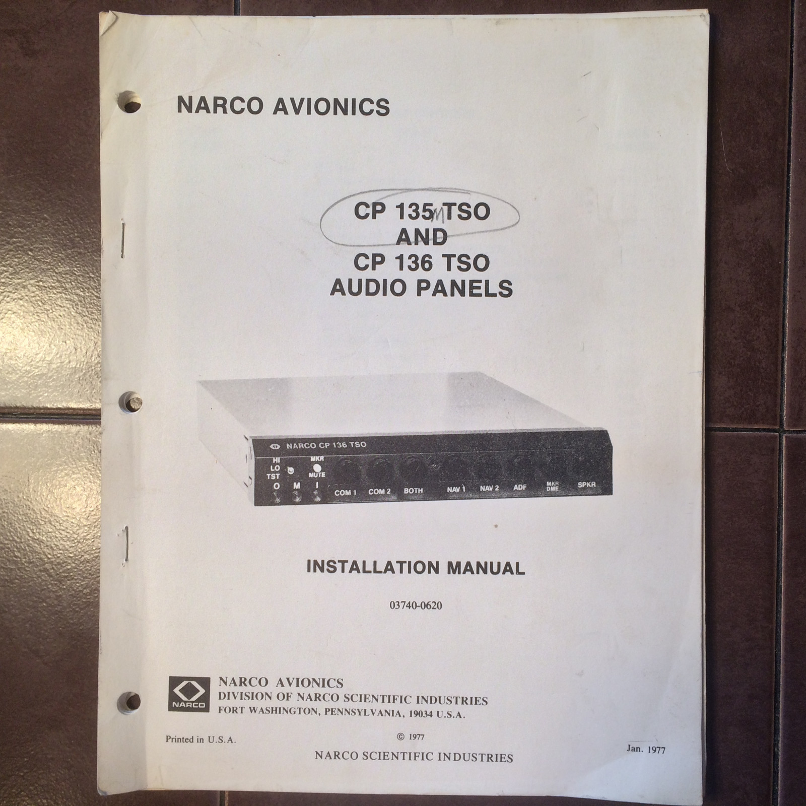 Narco  CP 135, CP 136  Audio Install Manual