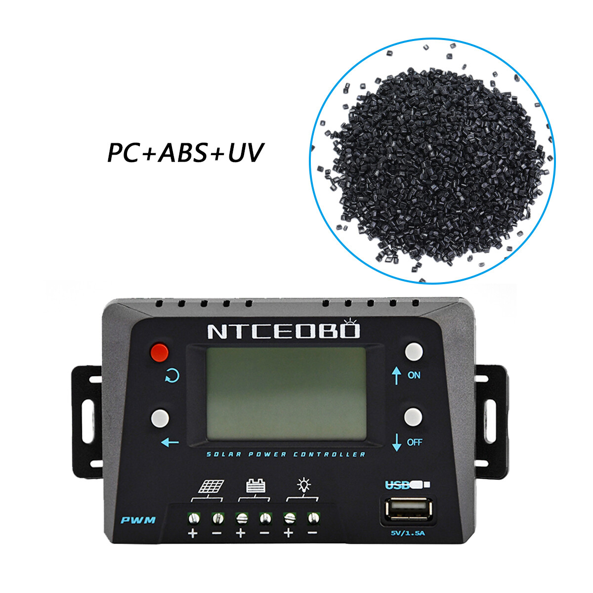 10A 12V/24V Solar Charge Controller,Double Button，Large LCD Display,USB Port