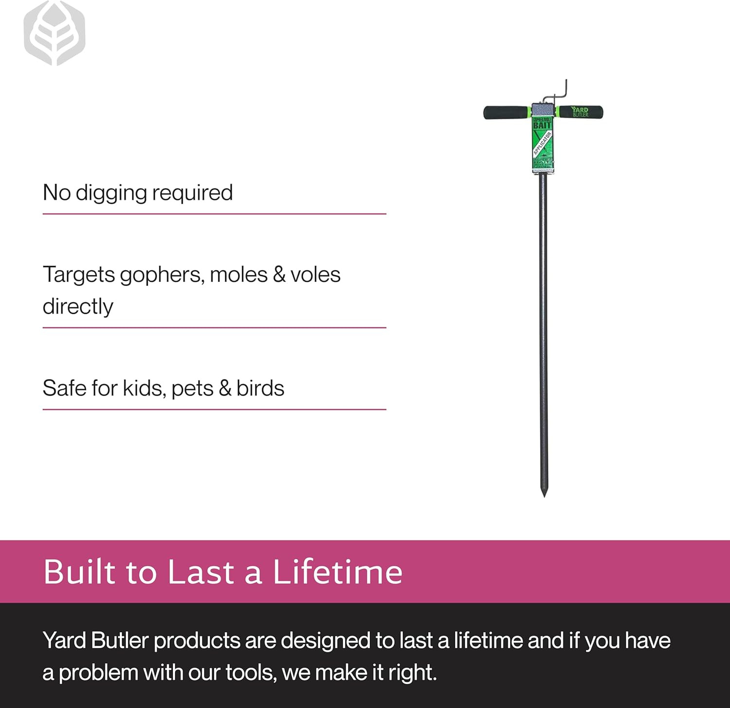 Yard Butler Gopher Mole Bait Applicator No Dig Pest Control Tool Durable