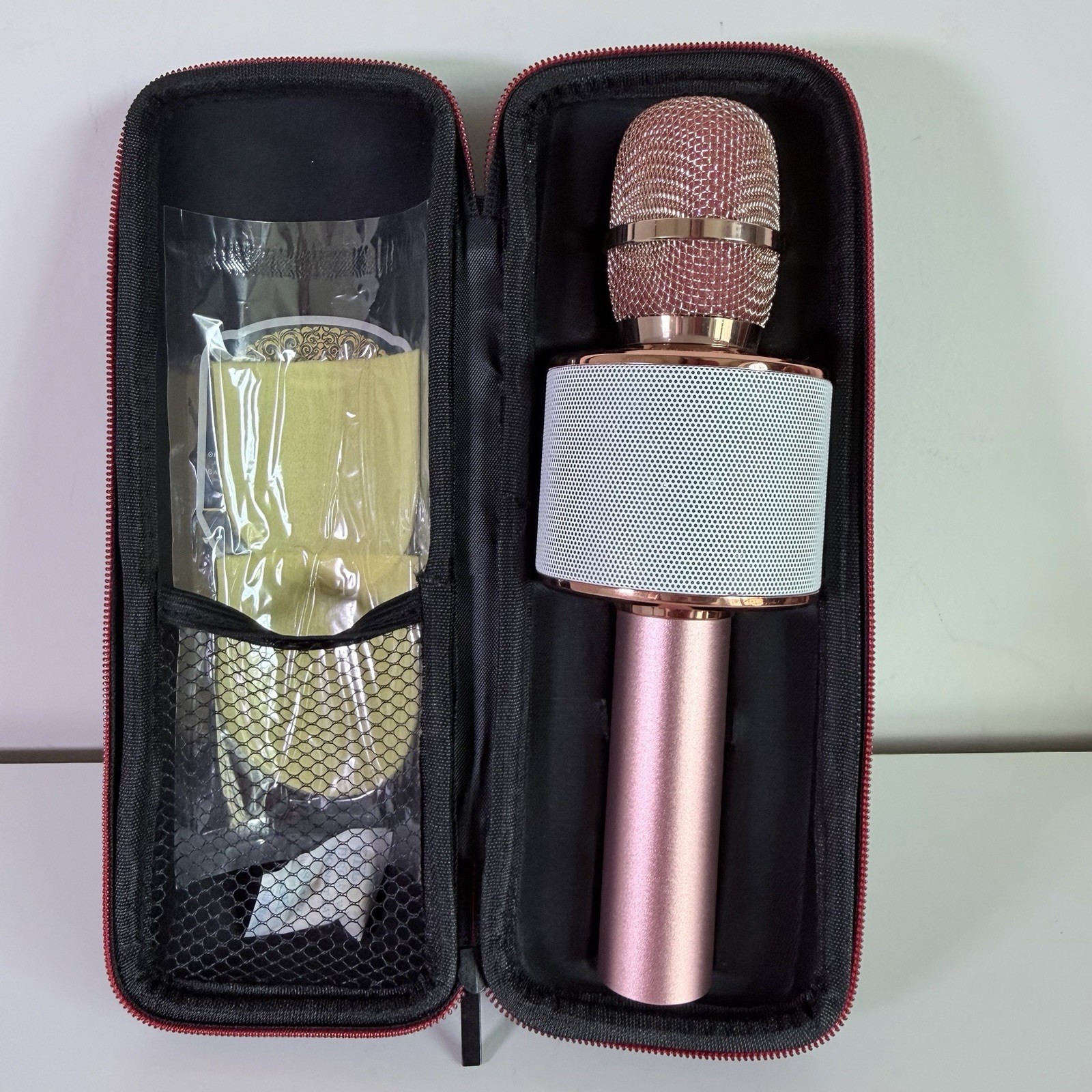 Bonaok Wireless Bluetooth Karaoke Microphone Portable Handheld Speaker with Case