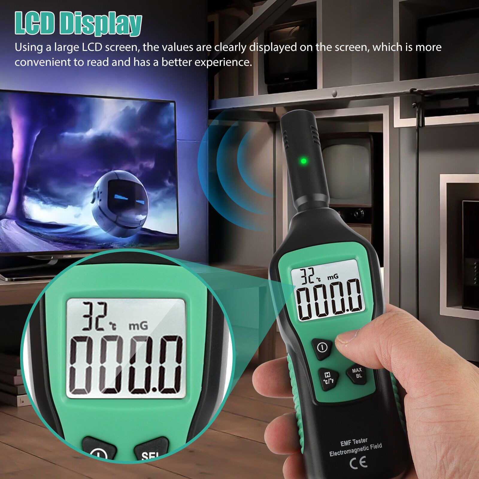 LCD Radiation Dosimeter EMF Meter Electromagnetic Radiation Detector Accessories