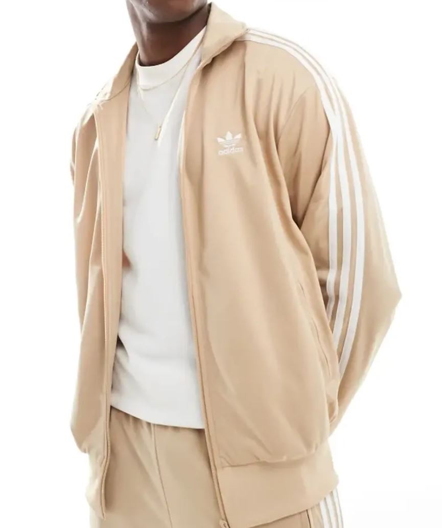 NEW MENS ADIDAS ORIGINALS FIREBIRD TRACK JACKET ~SIZE MEDIUM #IY9888 BEIGE/WHITE