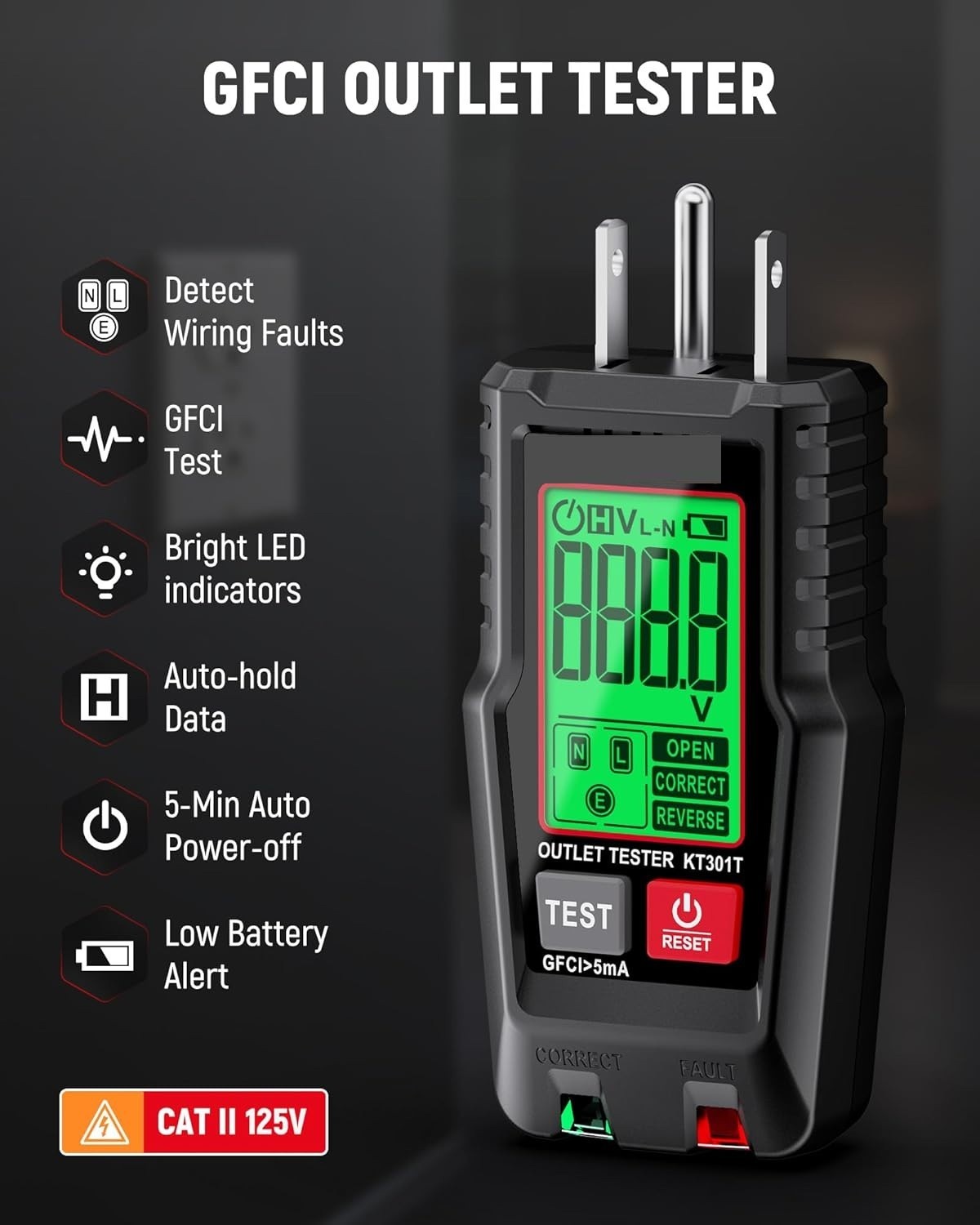 Electrical Test Kit NCV Voltage Tester GFCI Outlet Tester LCD 2Pc Set