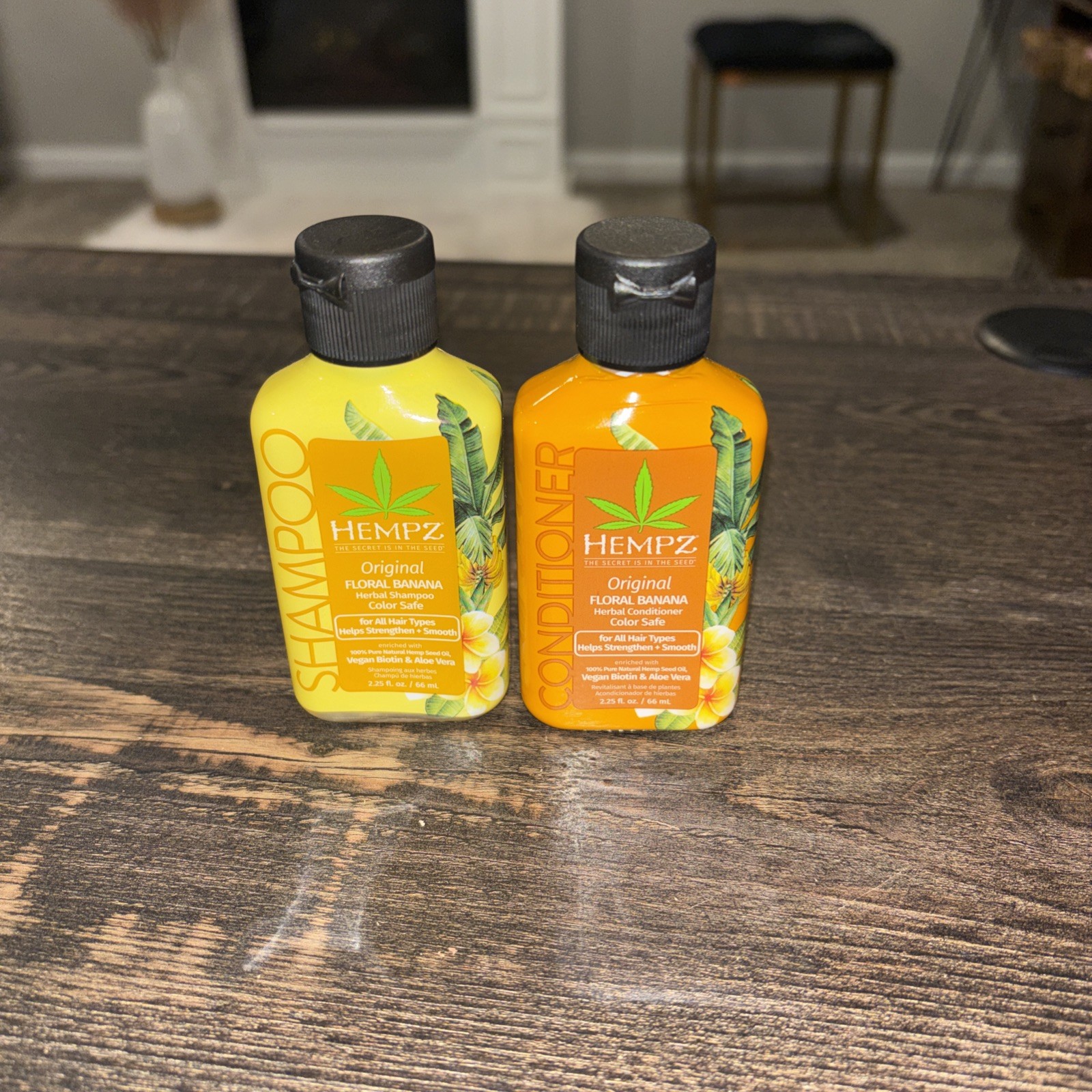 Hempz Original Floral Banana Shampoo & Conditioner - 2.25 Oz Ea - NEW Free Ship