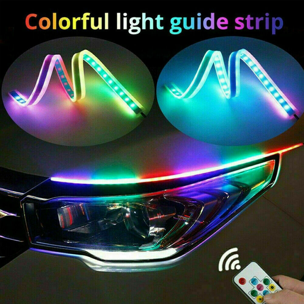 2 PCS 60cm LED DRL Light Sequential Flexible Car Turn Signal Strip For Headlight