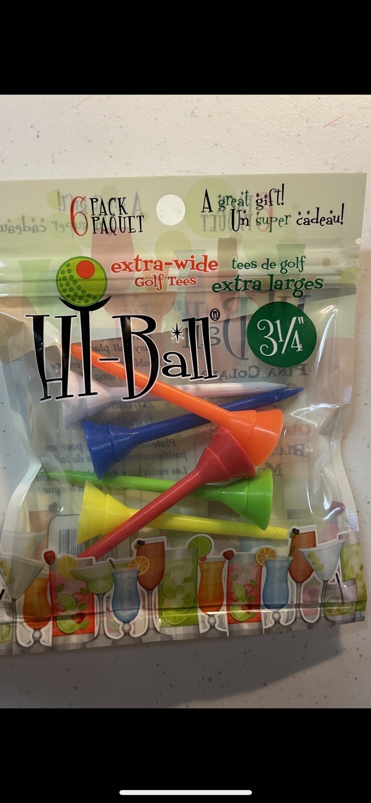 HIGH BALL EXTRA WIDE GOLD TEES 3-1/4” MULTI COLORS NEW SKU A 12
