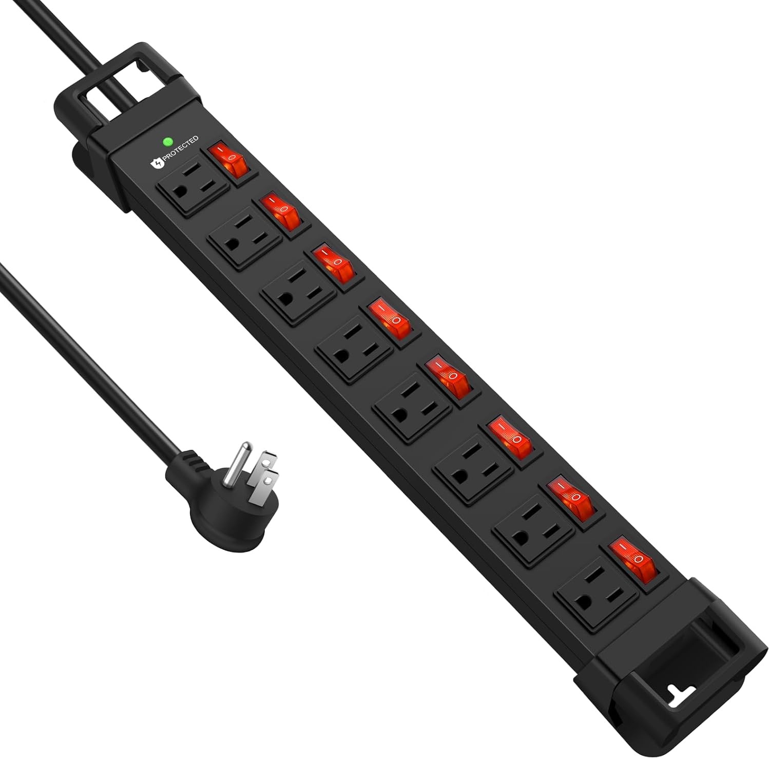 Heavy Duty Power Strip with Individual Switches,8 Outlets 14 Gauge Industrial Sh