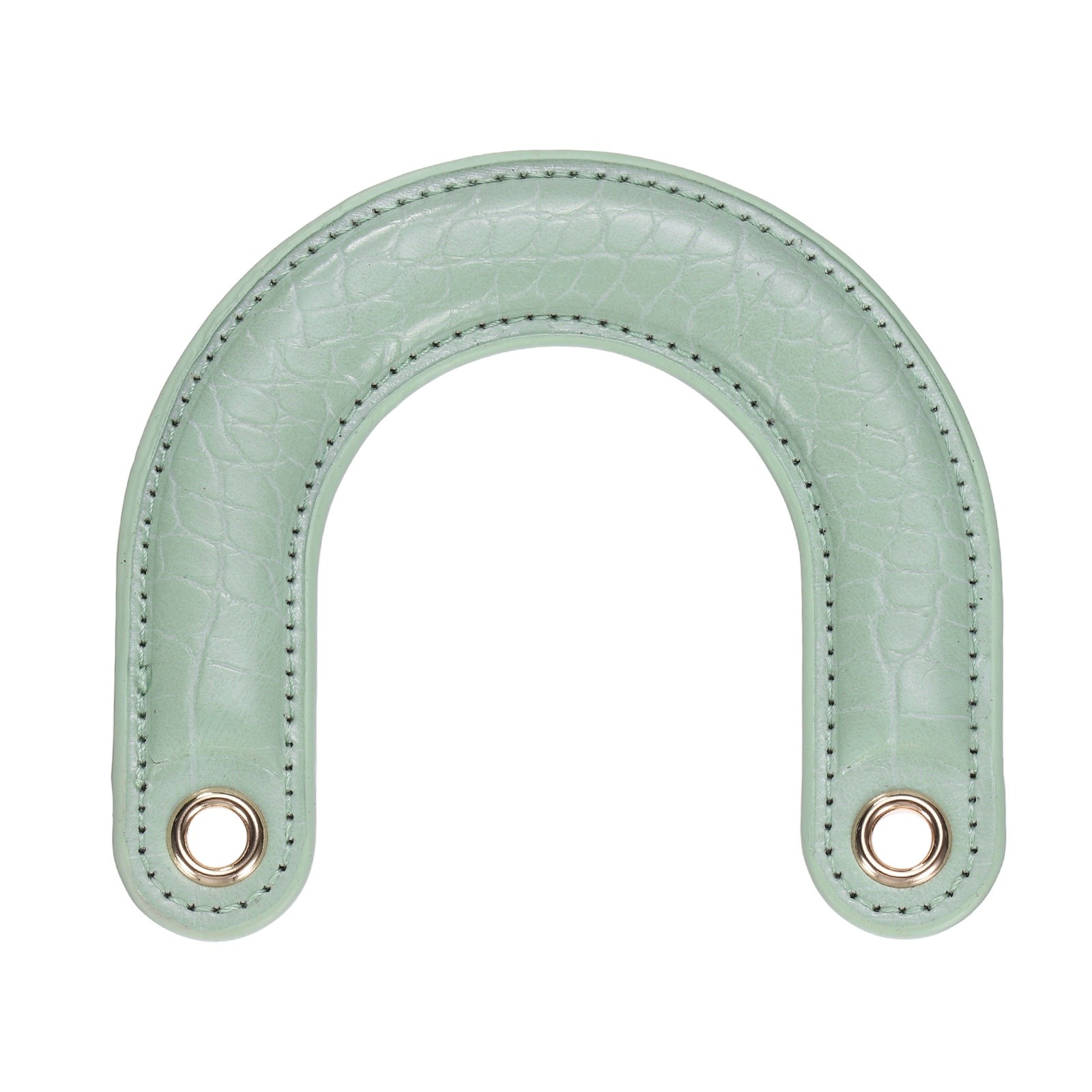PU Leather Bag Handle, U-Shaped Handbag Handle with Iron Grommets, Mint Green