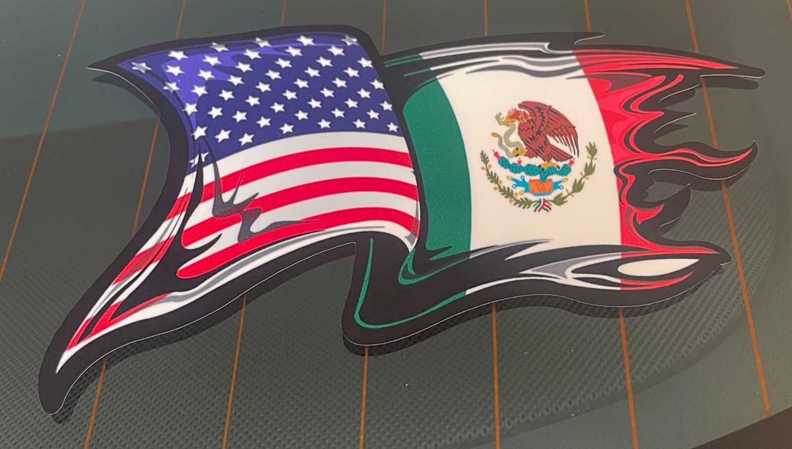 Mexico Flag/US Flag Sticker Decal Vinyl Mexican Bumper Truck Gloss Vinyl Flag