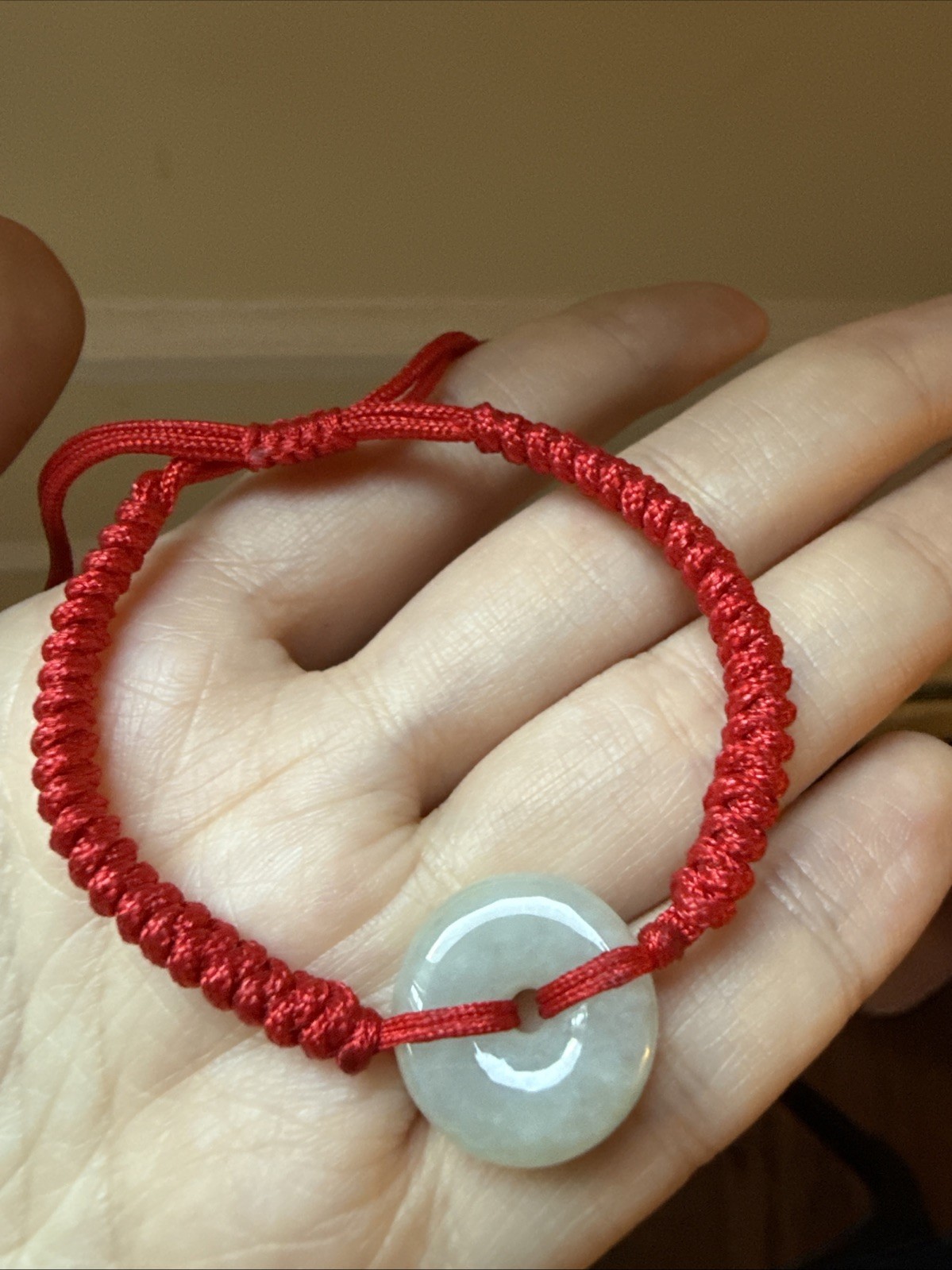 Untreated Grade A Myanmar Jadeite Bracelet 天然翡翠 老坑冰平安扣手工精編紅手鍊