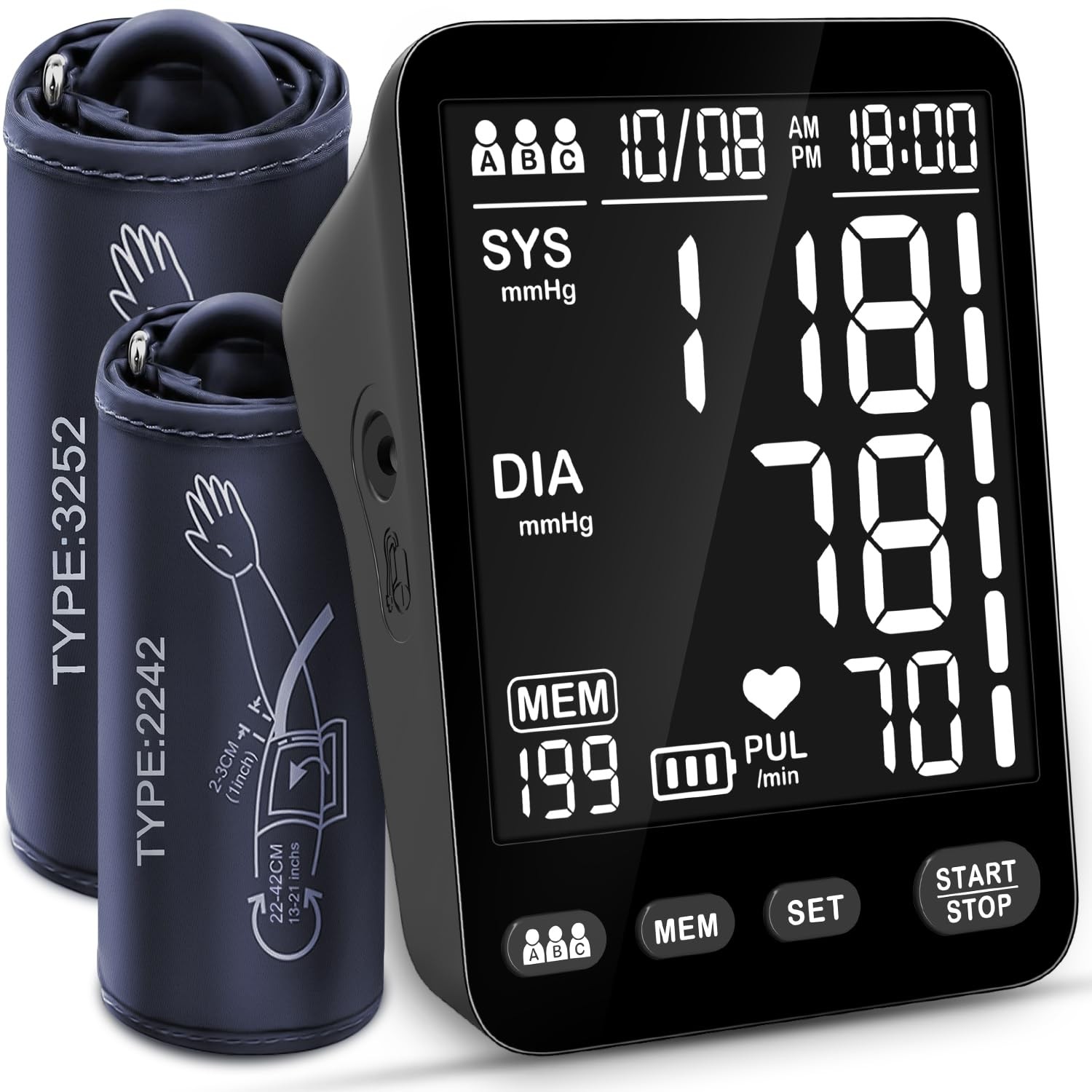 Blood Pressure Monitor, Automatic Extra Large, Black