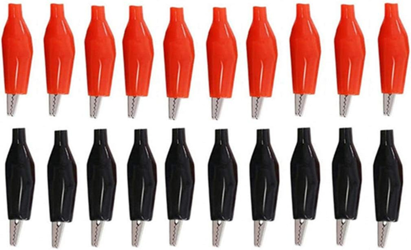 20Pcs Alligator Clips Black Red Soft Insulated Boots Covered Test Lead C