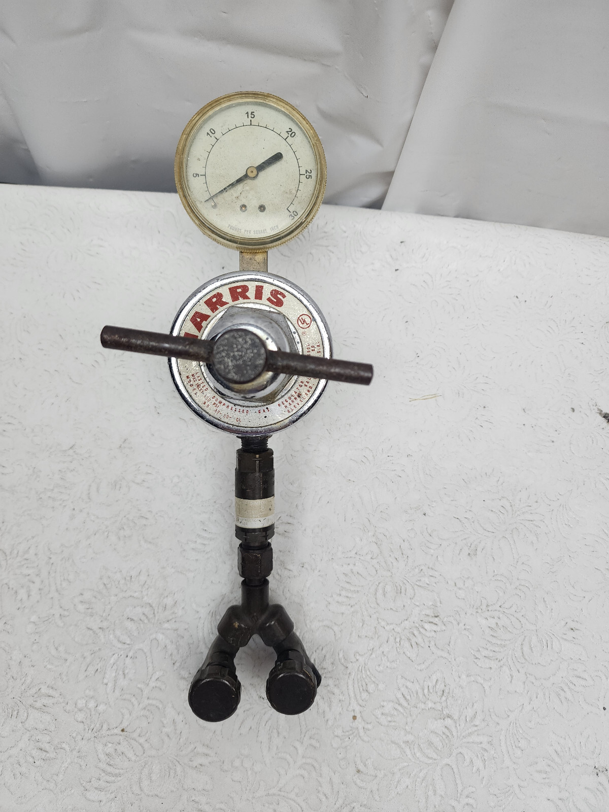 HARRIS Acetylene Regulator 47-50-CL w/ Back Flow Preventer - Used