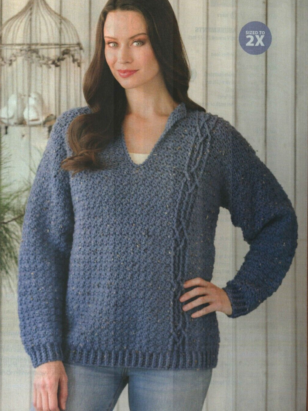 ONE CABLE WONDER SWEATER 5 SIZES WOMEN'S CROCHET PATTERN INSTRUCTIONS