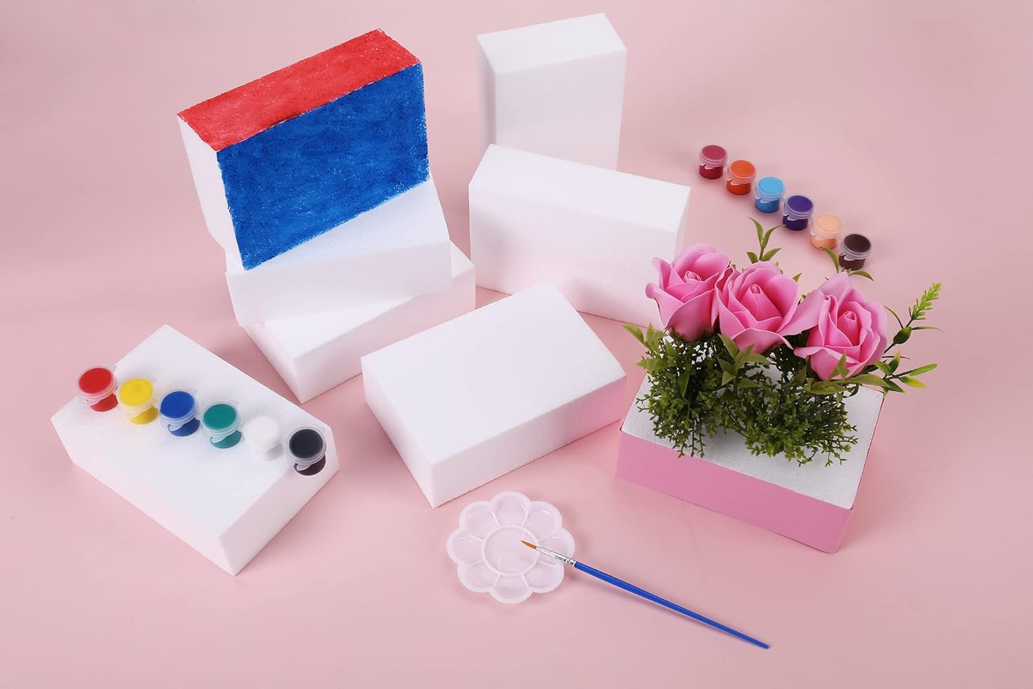 8 Pack Crafts Foam Blocks, 6X4X2 Square Polystyrene Foam Bricks for Art Sculptin