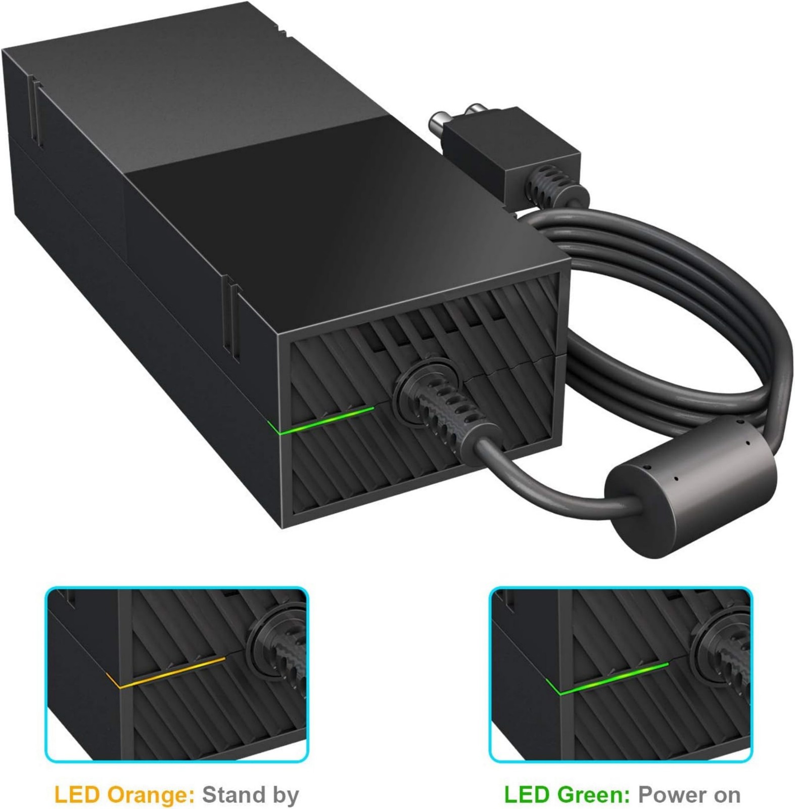 Xbox One 500GB Power Adapter Global Voltage Safe Quiet LED Indicator US Cable