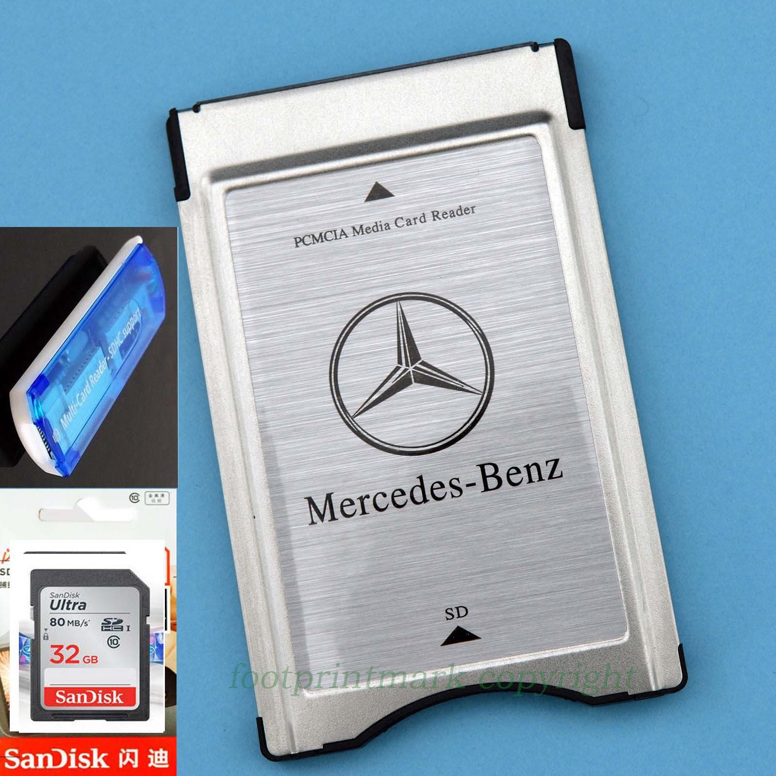 Genuine PCMCIA TO SD SDHC CARD Adapter for Mercedes-Benz+Sandisk 32G+Reader HOT