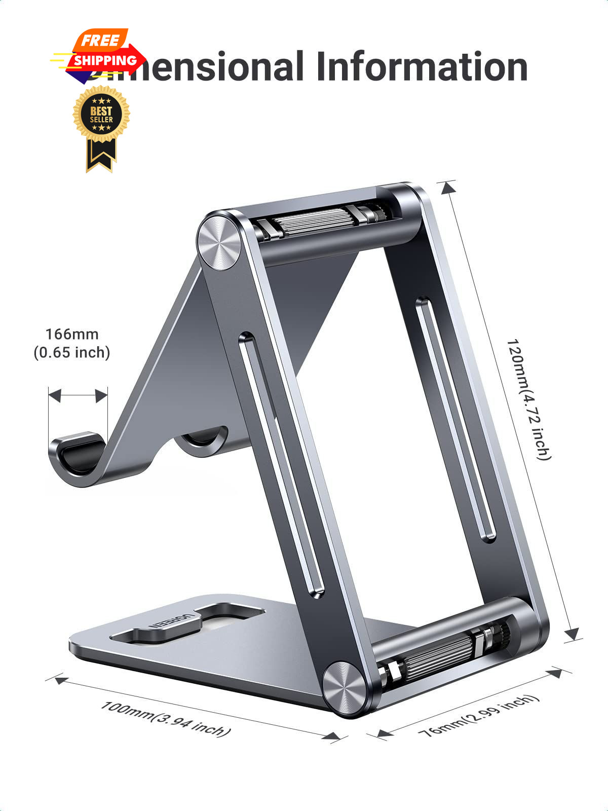 UGREEN Phone Stand for Desk Cell Holder Adjustable Space Grey