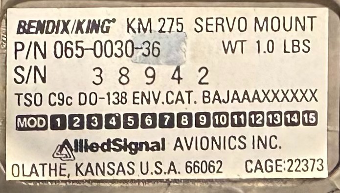 Servo Mount KM275 065-0030-36 Removed Working