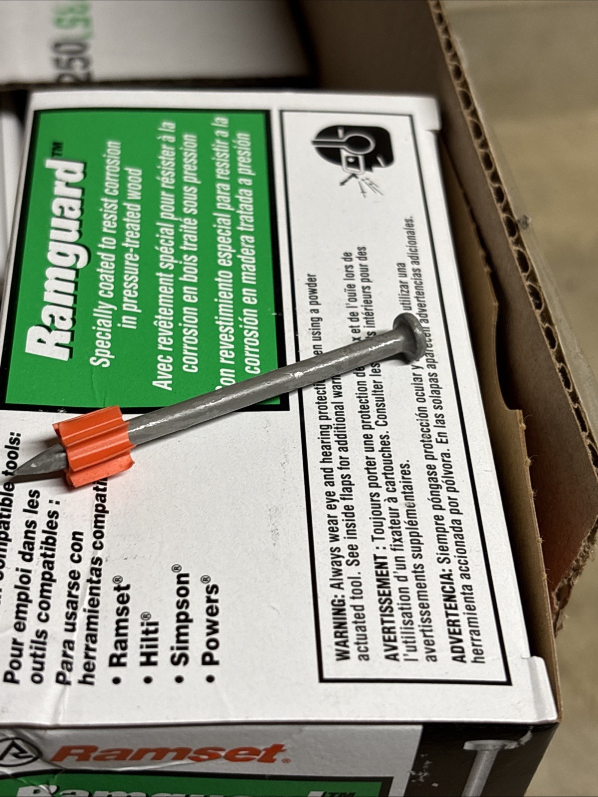 NEW CASE OF 800 Ramset 1516E 2-1/2" Ramguard Drive Pins; 0.145 Dia, 9167, 09167