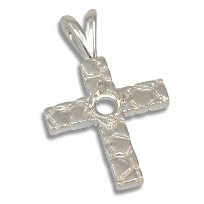 Nugget Freeform Cross Pre-notched Pendant Mounting (3mm - 6mm Round)