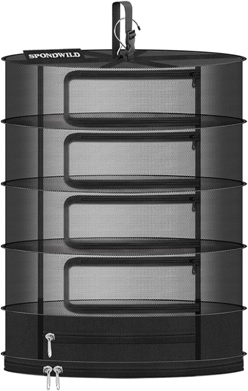 Herb Drying Rack Hanging Mesh Small 5 Layer Plant with Door Type Zipper & Closed