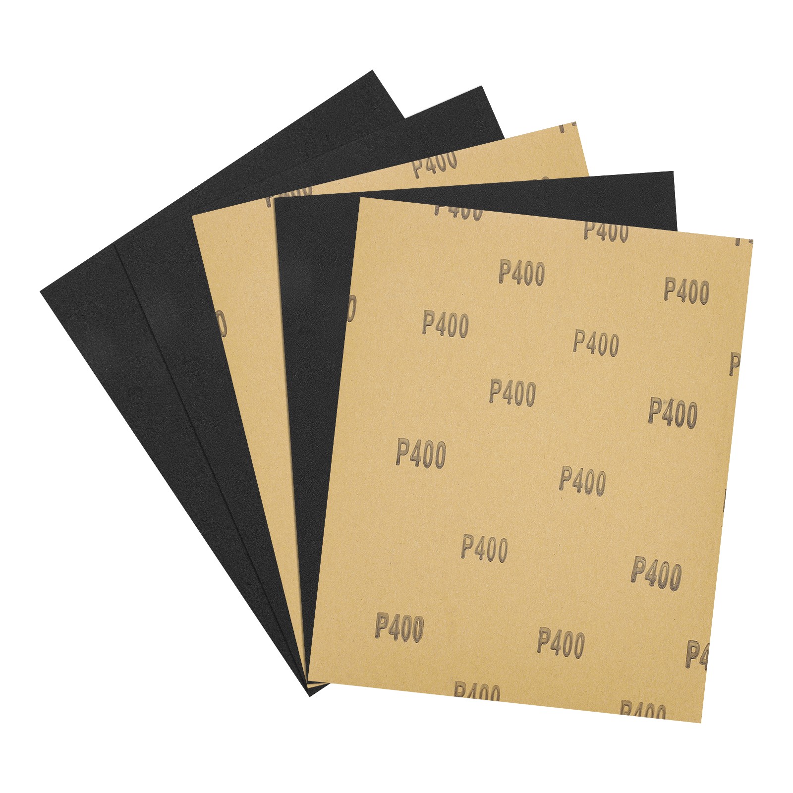 5pcs Sand Papers - [9 x 11 Inch x 400 Grits] Alumina Sandpaper Sheets Black