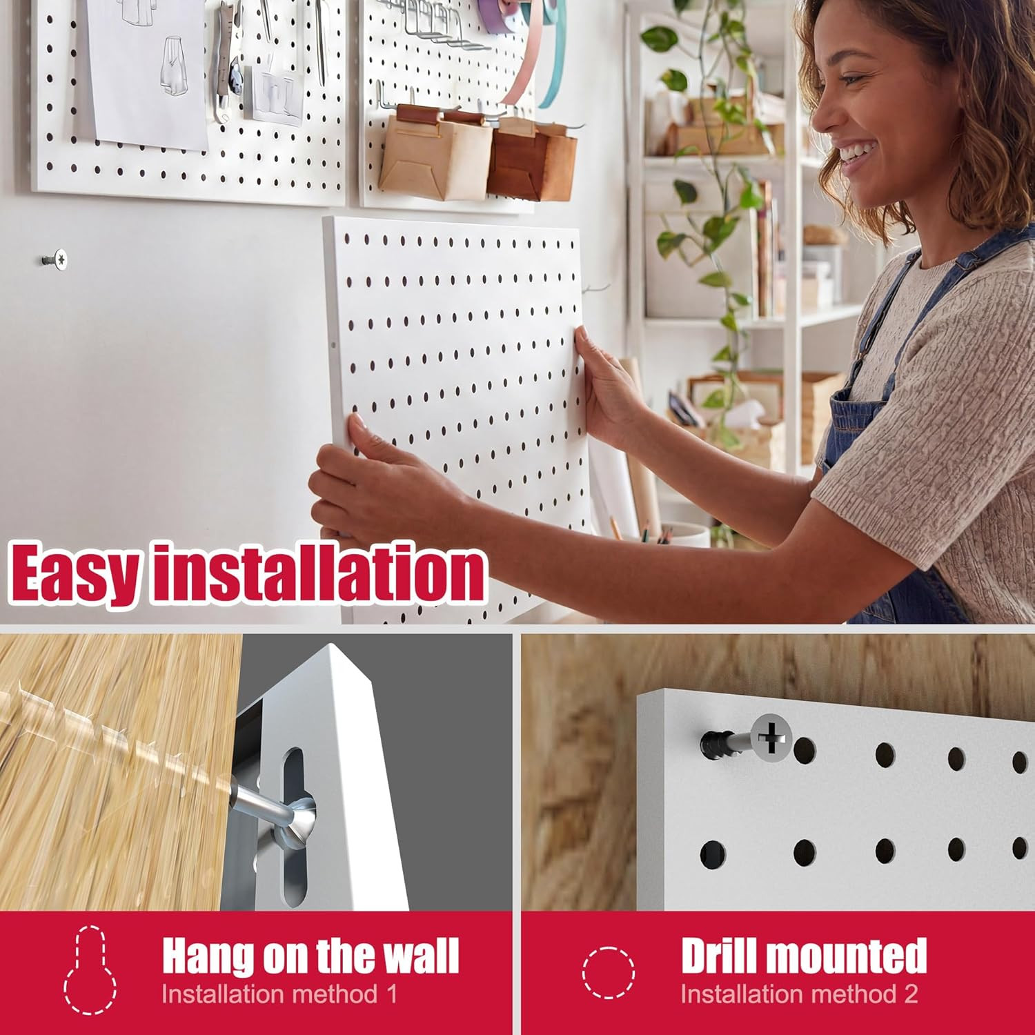 4 Pack Peg Board Organizer, Includes Metal PegBoard and Accessories | 16"x12"...