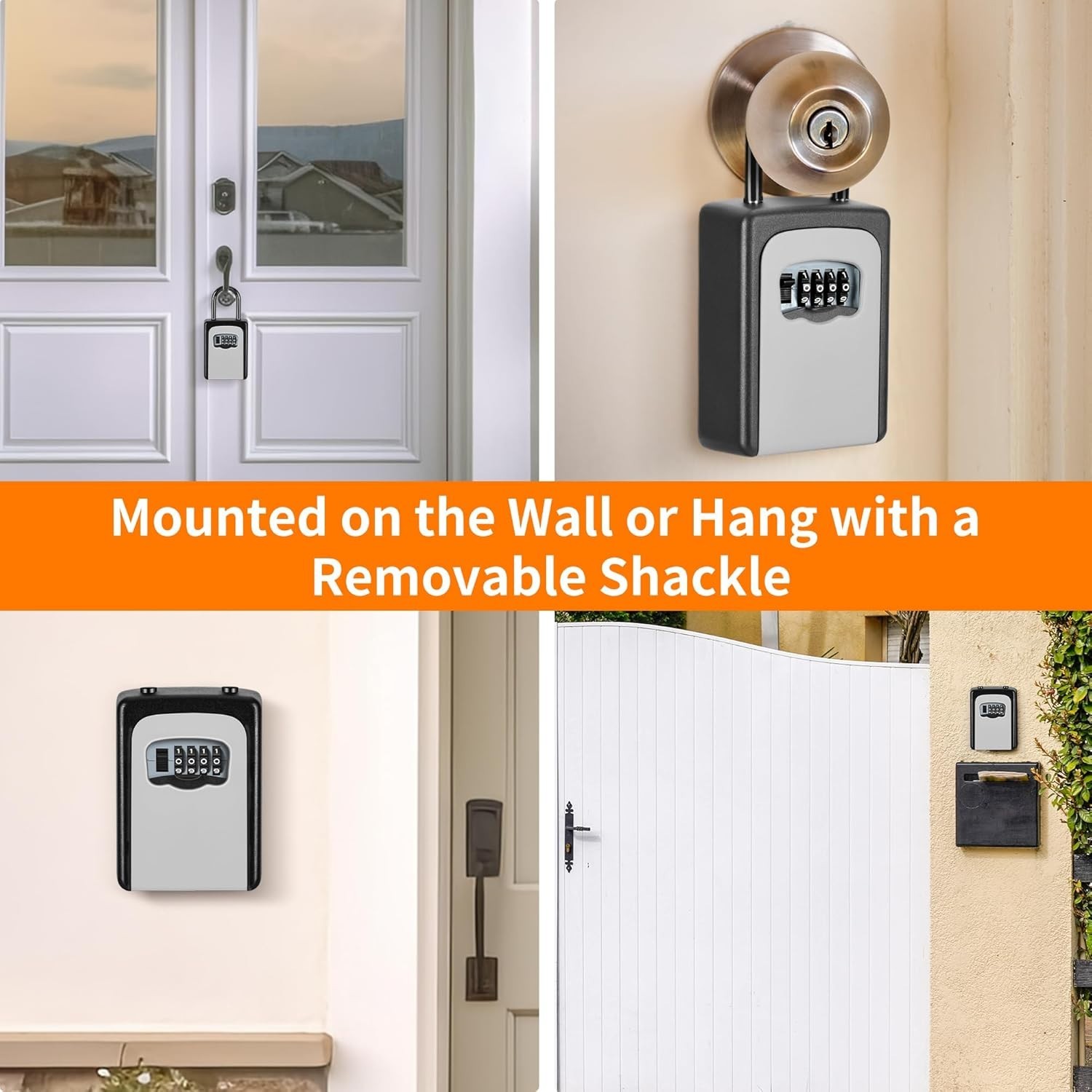 Lock Box for House Key, 4-Digit Code, Large Capacity, White