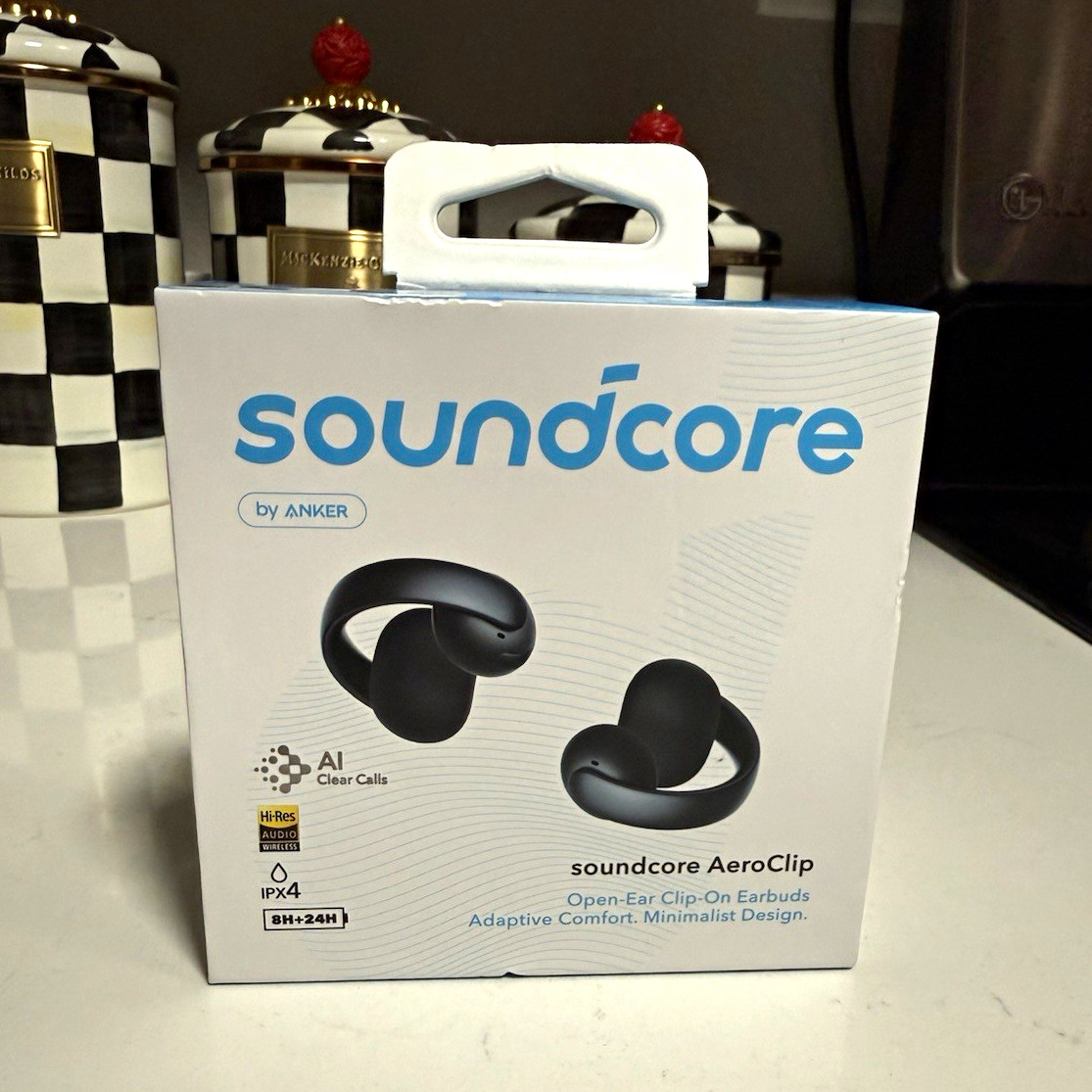 Soundcore AeroClip Open-Ear Clip-On Bluetooth Earbuds w/ Mic Waterproof Black