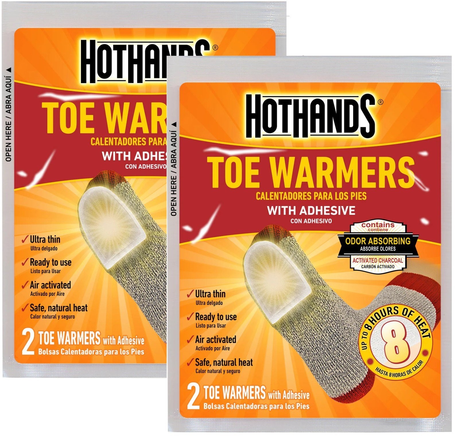 HotHands Toe Warmers with Adhesive Safe Natural Odorless Heat