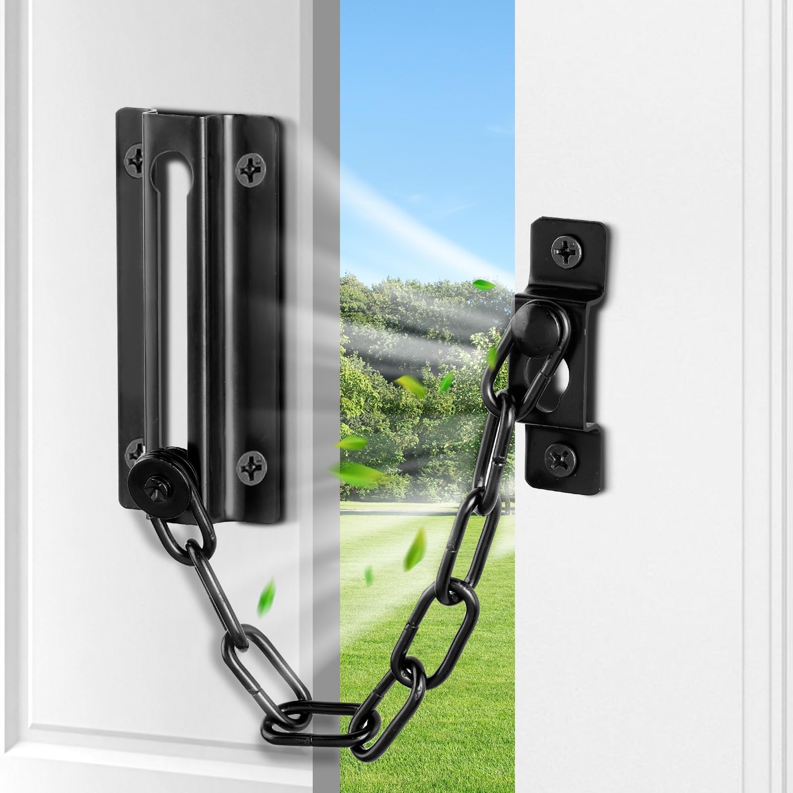 Fitoon 2 Pack Door Chain Lock Black, Security for Inside Door,...