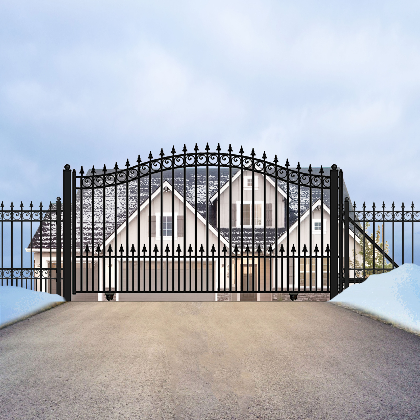 ALEKO Garden Yard Steel Single Sliding 12' Gate Prague Style with Gate Opener