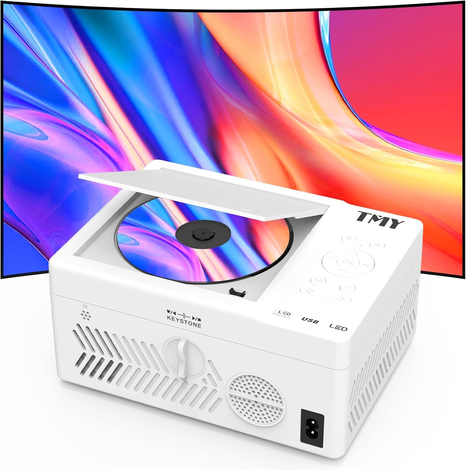 TMY Bluetooth Projector with DVD Player Built in, 1080P Mini Projector, Portable