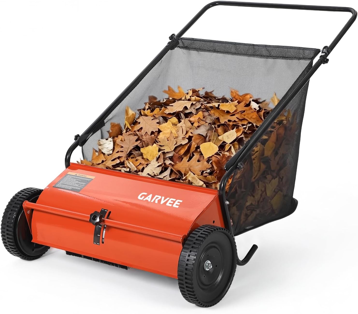 26 Inch Push Lawn Sweeper Heavy Duty Walk Behind Leaf Collector Yard Cleaner