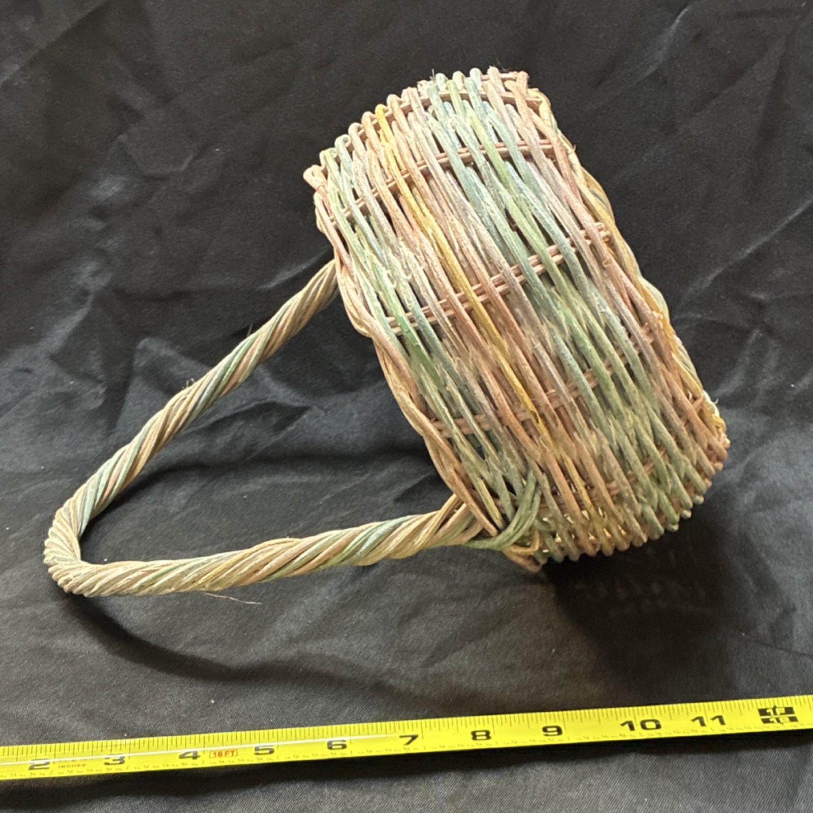 Wicker Multicolor Handmade Storage Basket Country Style With Handle Round EASTER