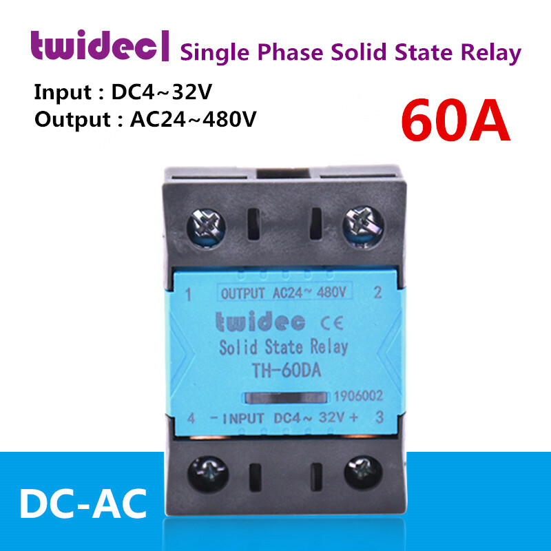 TWIDEC Single Phase Solid State Relay TH-60DA 60A DC-AC DC4~32V/AC24~480V